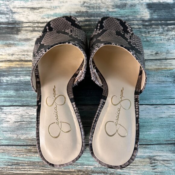 Jessica Simpson Allynna Platform Sandals Womens 5.5M Snake Print Slides Open Toe - Picture 5 of 13